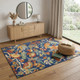 4' X 6' Orange Red And Blue Floral Area Rug