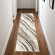8' Beige and Gray Abstract Non Skid Runner Rug
