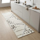 8' Beige Ivory and Gray Geometric Non Skid Runner Rug