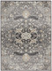 4' X 6' Gray and Black Floral Medallion Non Skid Area Rug