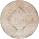 5' Beige And Ivory Floral Medallion Distressed Round Rug
