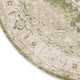 5' Beige And Green Floral Medallion Distressed Round Rug