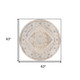 5' Beige And Bronze Floral Medallion Round Rug