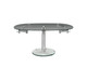 40" Clear and Silver Glass and Metal Self-Storing Leaf Motion Extendable Dining Table