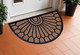 18" X 30" Brown and Black Rubber Geometric Outdoor Semi Circle Door Mat