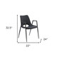Set of Two Black Faux Leather Open Back Dining Arm Chairs