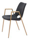 Set of Two Black and Gold Faux Leather Open Back Dining Arm Chairs
