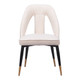 Ivory Black and Gold Faux Fur Open Back Dining Side Chair