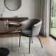 Gray and Black Faux Leather Dining Arm Chair