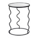 24" Black Mirrored Glass and Steel Round Abstract End Table
