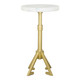 22" White And Gold Marble And Iron Round Pedestal End Table