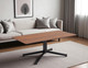 48" Brown and Black Wood and Steel Pedestal Coffee Table
