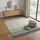 4' X 6' Beige and Blue Abstract Distressed Area Rug
