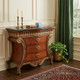 48" Brown and Black Solid Wood Three Drawer Sideboard