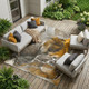 10' X 14' Brown and Gray Abstract Washable Non Skid Indoor Outdoor Area Rug