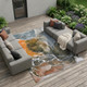 10' X 14' Orange Abstract Washable Non Skid Indoor Outdoor Area Rug