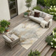 10' X 14' Beige Abstract Washable Non Skid Indoor Outdoor Area Rug