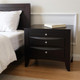 25" Black Solid Wood Three Drawer Nightstand
