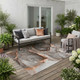 5' X 8' Peach Abstract Washable Non Skid Indoor Outdoor Area Rug