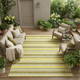 9' X 12' Khaki Yellow and Gray Striped Washable Non Skid Indoor Outdoor Area Rug