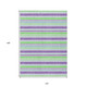 10' X 14' Green Purple and Blue Striped Washable Non Skid Indoor Outdoor Area Rug