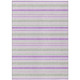 8' X 10' Purple Gray and White Striped Washable Non Skid Indoor Outdoor Area Rug