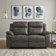 74" Gray Faux Leather Manual Reclining Loveseat With Storage