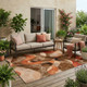 5' X 8' Chocolate Abstract Washable Non Skid Indoor Outdoor Area Rug