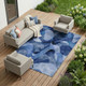 9' X 12' Navy Blue Abstract Washable Non Skid Indoor Outdoor Area Rug