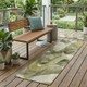 2' X 8' Olive Green Abstract Washable Non Skid Indoor Outdoor Runner Rug