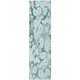 8' Runner Teal Floral Washable Non Skid Indoor Outdoor Runner Rug