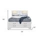 White Solid Wood Lighted King Bed Frame With Drawers