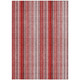 5' X 8' Gray Pink and Red Striped Washable Non Skid Indoor Outdoor Area Rug