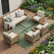 9' X 12' Green Plaid Washable Non Skid Indoor Outdoor Area Rug