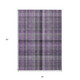 3' X 5' Purple Plaid Washable Non Skid Indoor Outdoor Area Rug