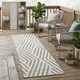 8' Gray And Ivory Geometric Washable Indoor Outdoor Runner Rug