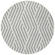 8' Gray And Ivory Round Geometric Washable Indoor Outdoor Area Rug