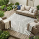 10' X 14' Gray And Ivory Geometric Washable Indoor Outdoor Area Rug