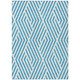 5' X 8' Teal and White Geometric Washable Non Skid Indoor Outdoor Area Rug