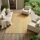 10' X 14' Yellow and Orange Striped Washable Non Skid Indoor Outdoor Area Rug