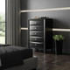 59" Black Solid Wood Mirrored Five Drawer Dresser