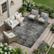 10' X 14' Gray Abstract Washable Non Skid Indoor Outdoor Area Rug