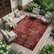 10' X 14' Merlot Abstract Washable Non Skid Indoor Outdoor Area Rug