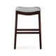 31" Gray and Espresso Faux Leather and Solid Wood Backless Bar Height Bar Chair