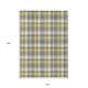 10' X 14' Gray Yellow And White Plaid Washable Indoor Outdoor Area Rug