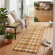 8' Runner Orange and Ivory Plaid Washable Non Skid Indoor Outdoor Runner Rug