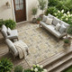 10' X 14' Beige and Gray Floral Medallion Washable Non Skid Indoor Outdoor Area Rug