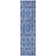 8' Runner Denim Blue and Gray Floral Medallion Washable Non Skid Indoor Outdoor Runner Rug