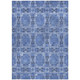 9' X 12' Denim Blue And Gray Floral Medallion Washable Indoor Outdoor Area Rug