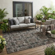 5' X 8' Gray And Black Floral Medallion Washable Indoor Outdoor Area Rug
